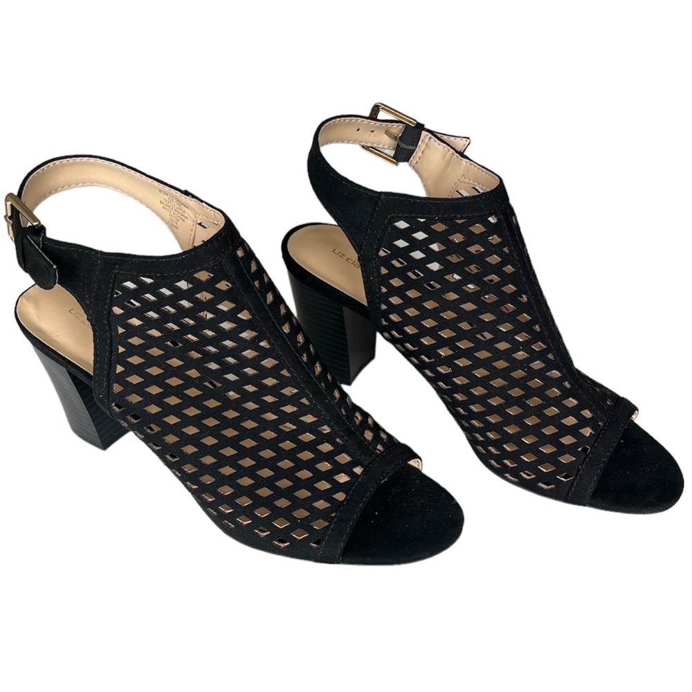 Liz Claiborne Womens Gemma Black Block Heel Sandals